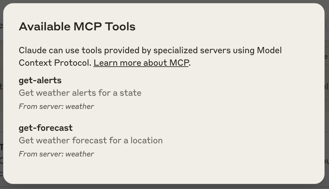 Available tools UI — Source: MCP docs