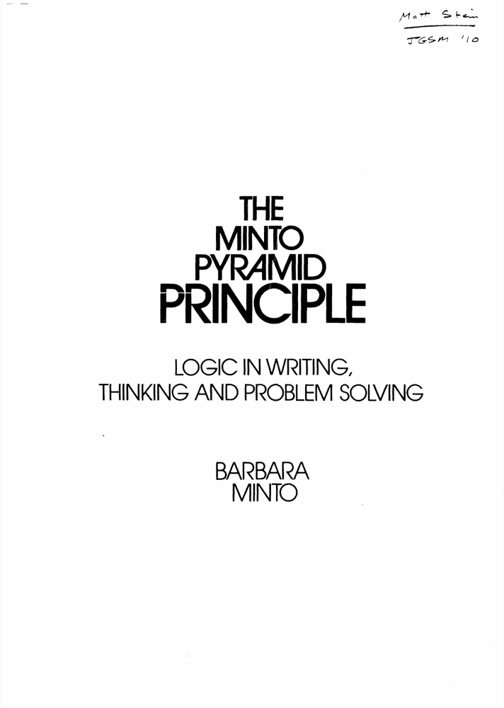 Minto Pyramid Principle cover