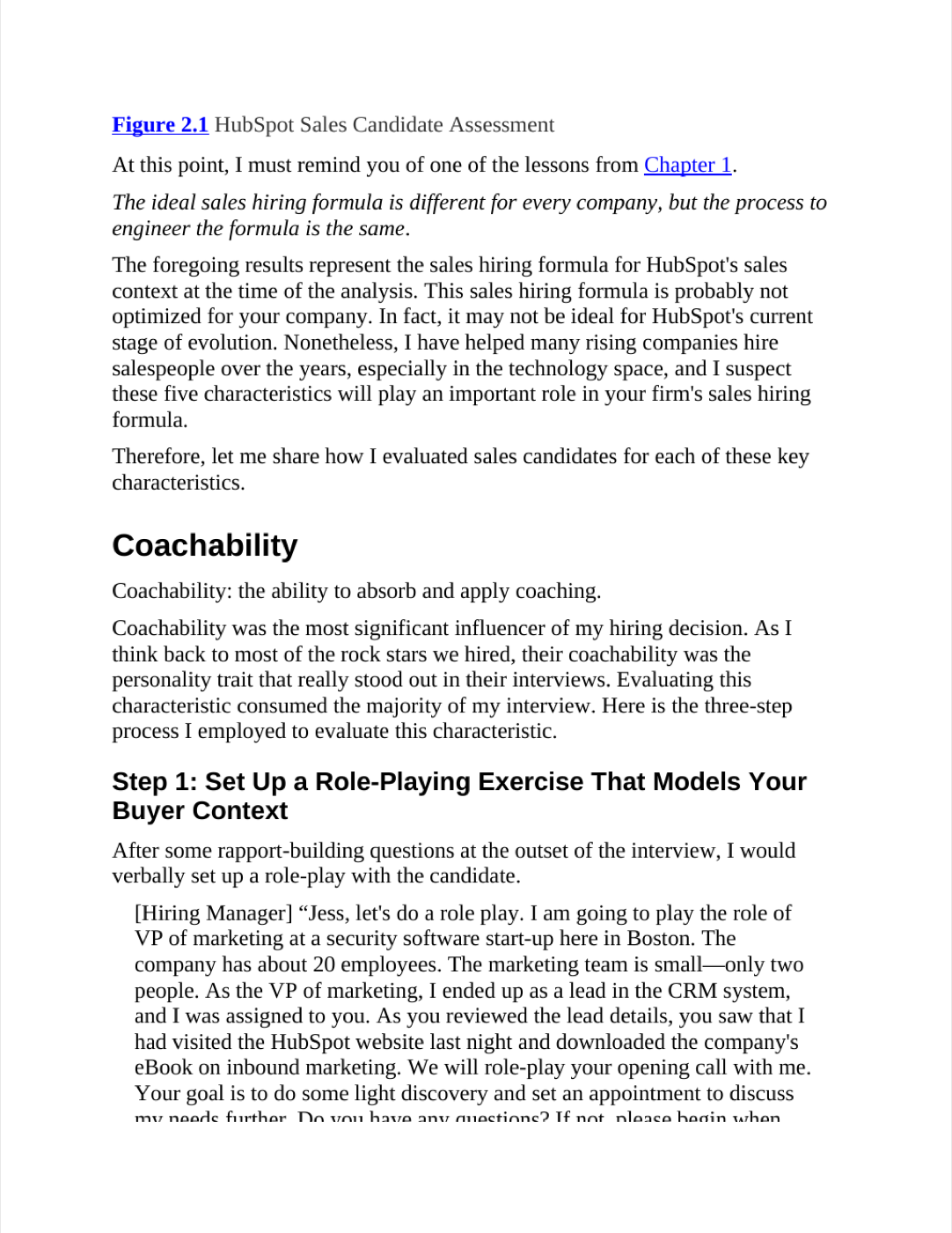 Coachability interview design
