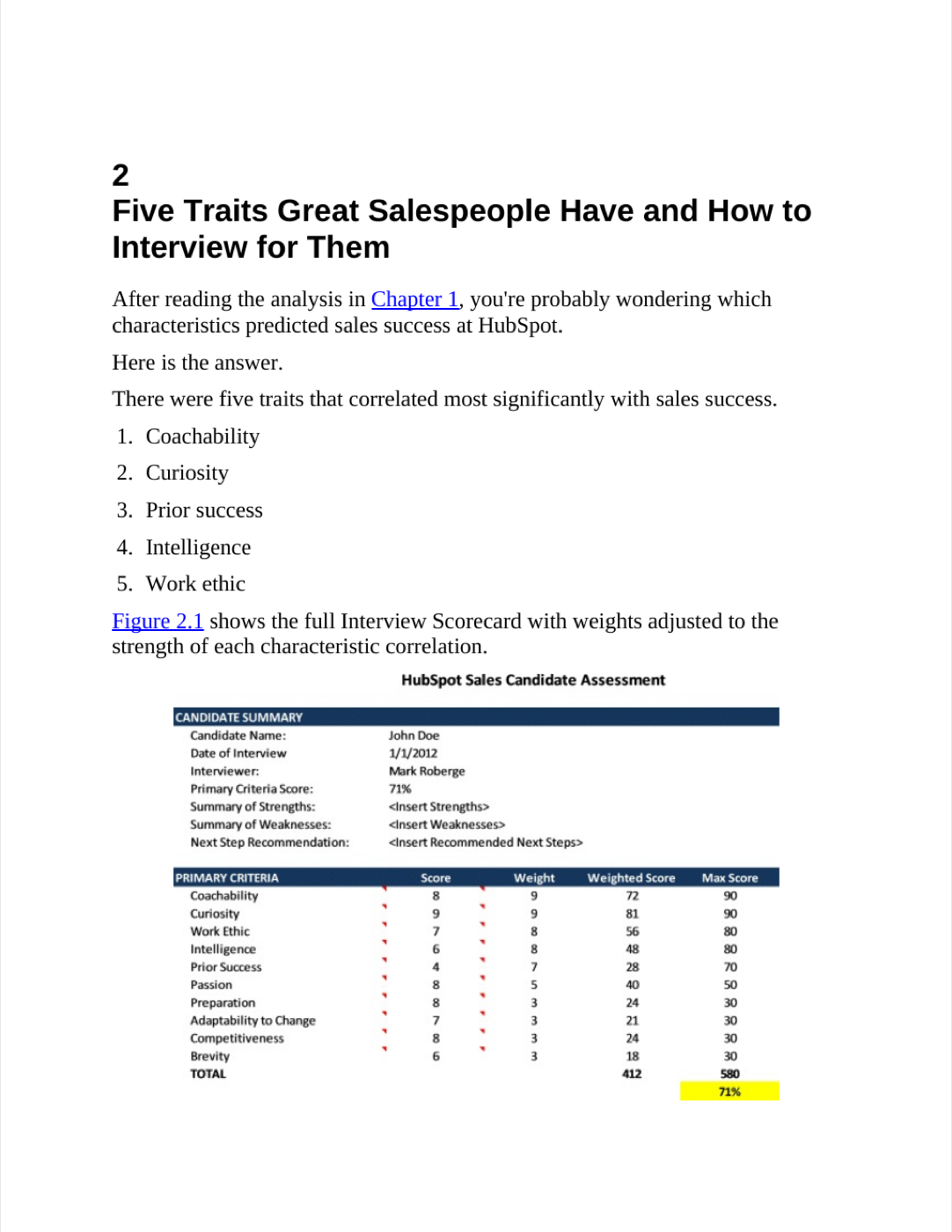 Interview scorecard