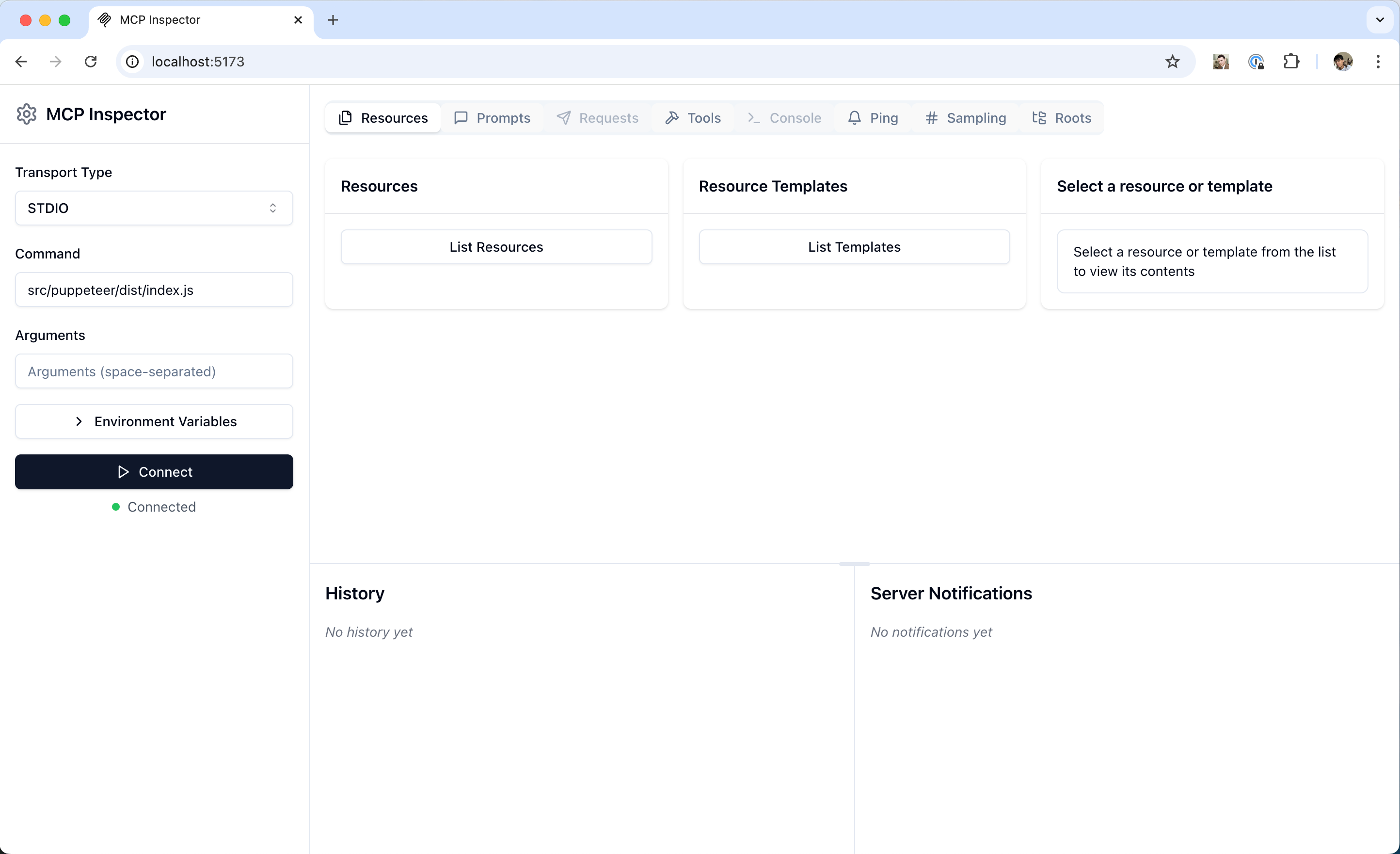 MCP Inspector UI — Source: MCP docs