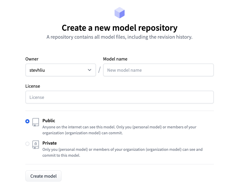 Creating a model repository on the Hub β Source: Hugging Face